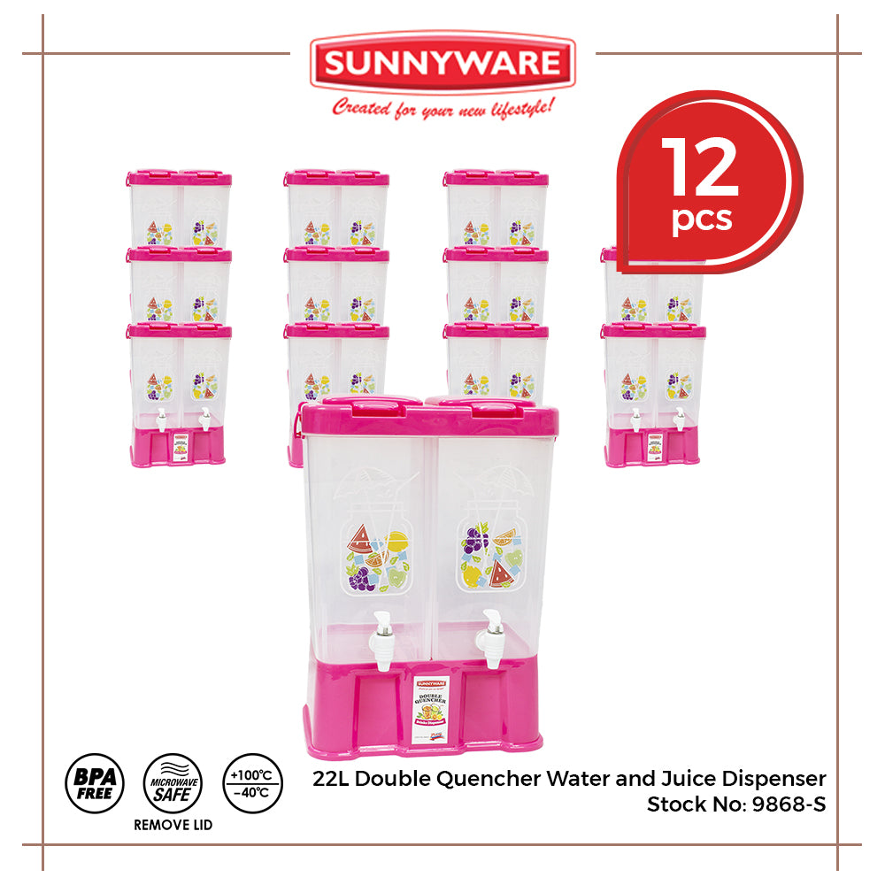 12pcs 22L Double Quencher Water and Juice Dispenser [Sunnyware 9868-S] | Plasticware | Water Storage