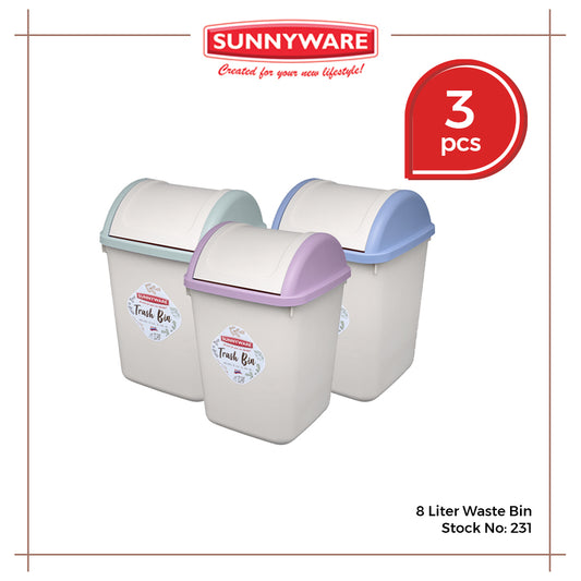 3pcs 8L Waste/Trash Bin [Sunnyware 231] | Plasticware | Householdware | Waste Bin | Garbage Bin