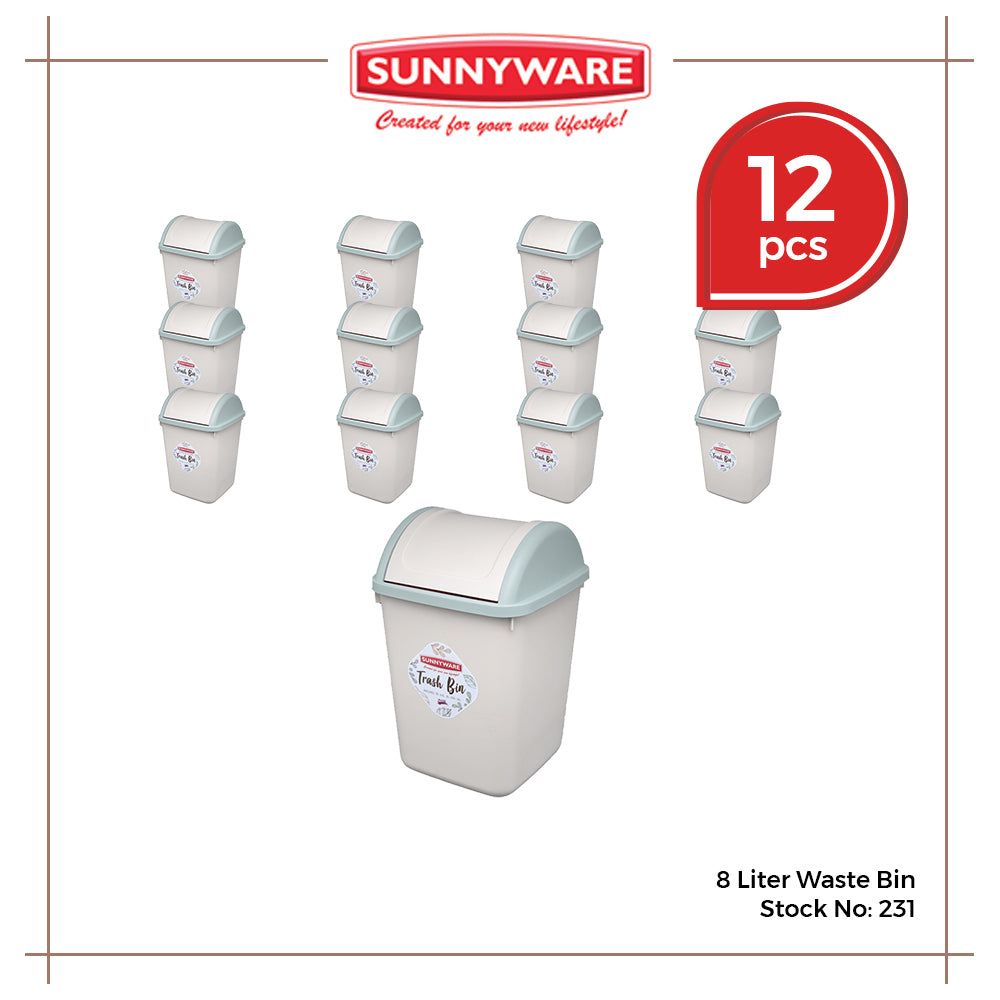 12pcs 8L Waste/Trash Bin [Sunnyware 231] | Plasticware | Householdware | Waste Bin | Garbage Bin