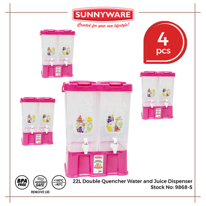 4pcs 22L Double Quencher Water and Juice Dispenser [Sunnyware 9868-S] | Plasticware | Water Storage