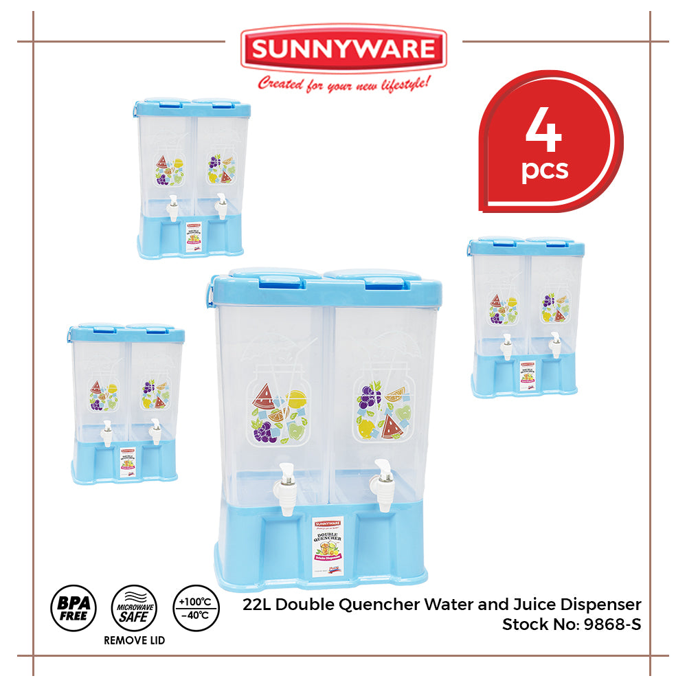 4pcs 22L Double Quencher Water and Juice Dispenser [Sunnyware 9868-S] | Plasticware | Water Storage