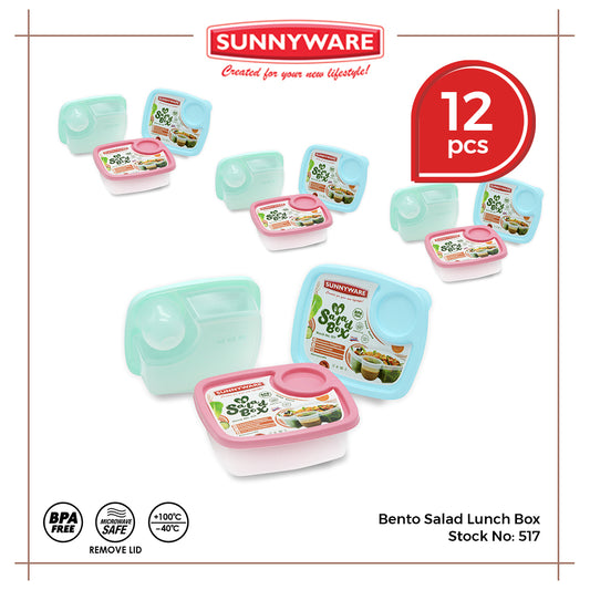 12pcs Bento Salad Lunch Box [Sunnyware 517] | Plasticware | Food Storage | Salad Box | Lunch Box