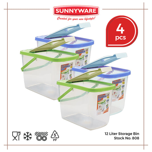 4pcs 12 Liter Storage Bin [Sunnyware 808] | Plasticware | Food Storage | Bin or Box | with Lid