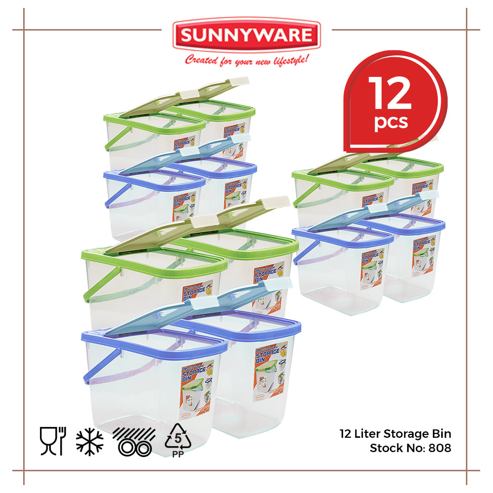 12pcs 12 Liter Storage Bin [Sunnyware 808] | Plasticware | Food Storage | Bin or Box | with Lid