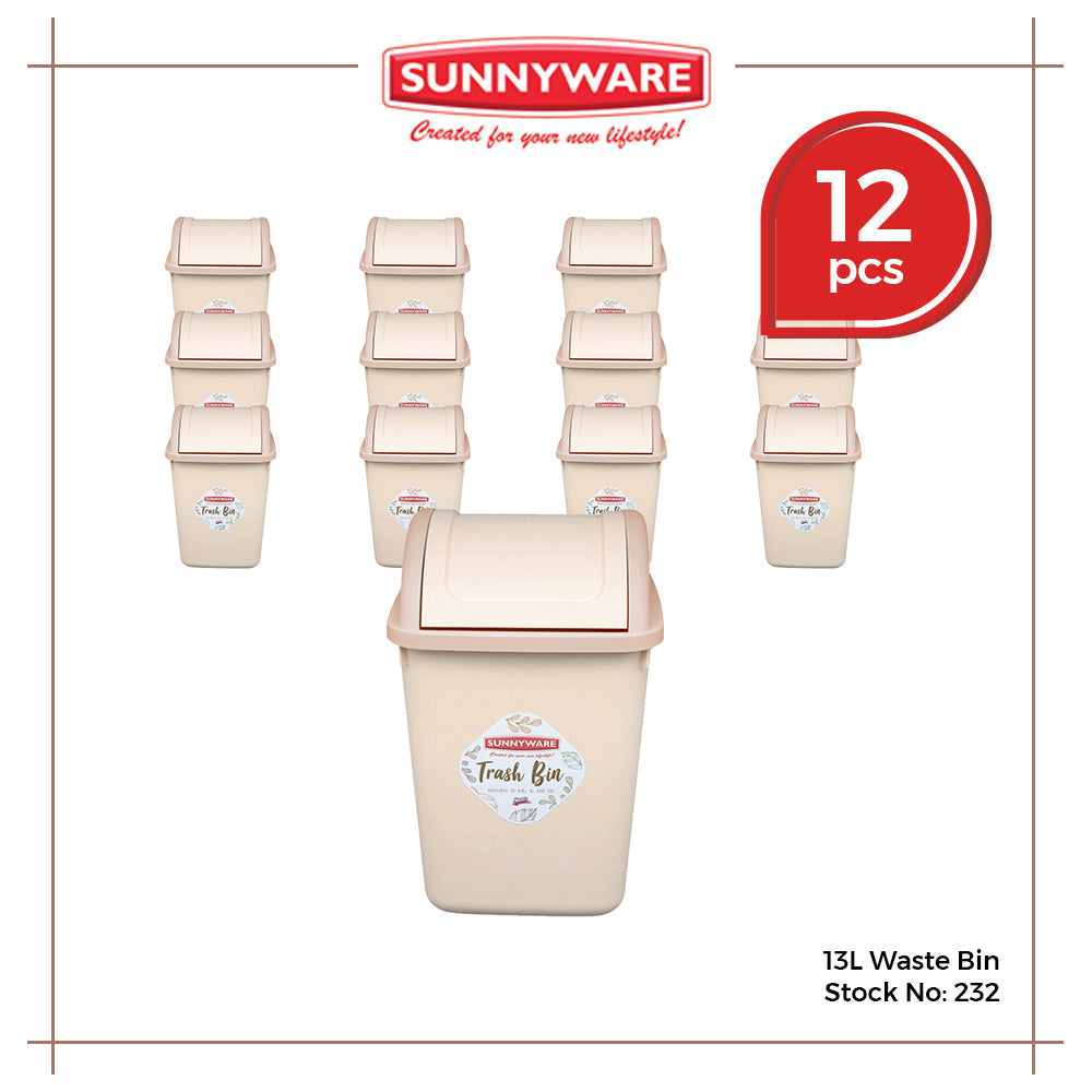 12pcs 13L Waste/Trash Bin [Sunnyware 232] | Plasticware | Householdware | Waste Bin | Garbage Bin