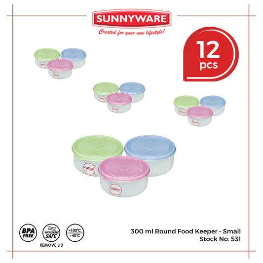 12pcs 300 ml Round Food Keeper - Small [Sunnyware 531] | Plasticware | Kitchenware | Food Storage