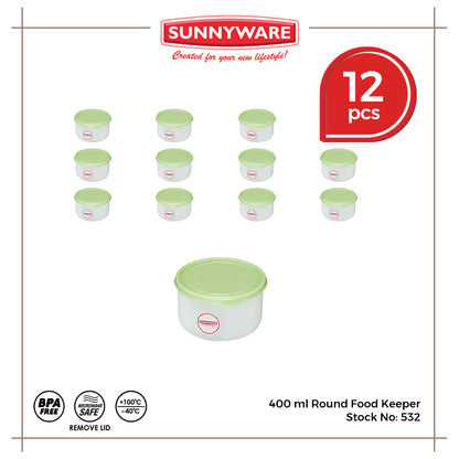 12pcs 400 ml Round Food Keeper [Sunnyware 531] | Plasticware | Kitchenware | Food Storage and Keeper