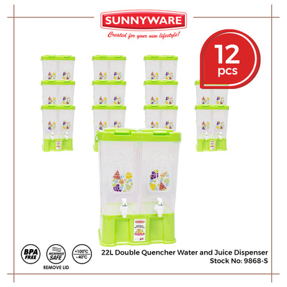 12pcs 22L Double Quencher Water and Juice Dispenser [Sunnyware 9868-S] | Plasticware | Water Storage