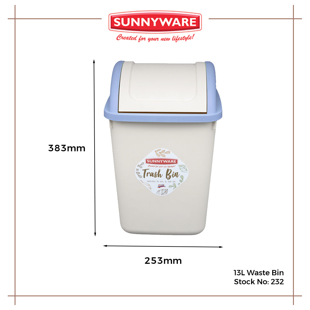 3pcs 13L Waste/Trash Bin [Sunnyware 232] | Plasticware | Householdware | Waste Bin | Garbage Bin