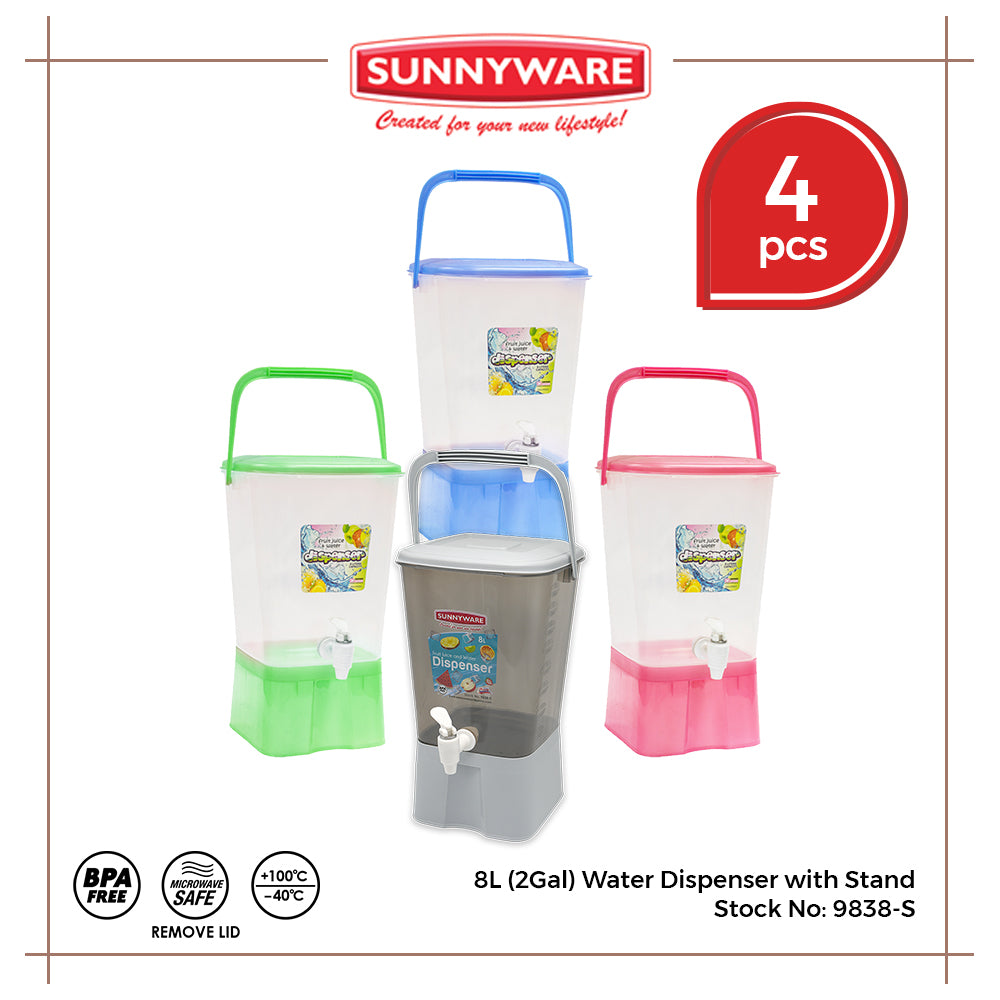 4pcs 8L (2Gal) Water Dispenser with Stand [Sunnyware 9838-S] | Plasticware | Drinkware | Water Jug