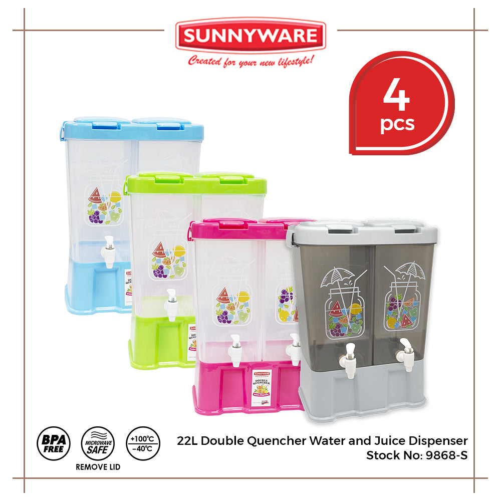 4pcs 22L Double Quencher Water and Juice Dispenser [Sunnyware 9868-S] | Plasticware | Water Storage