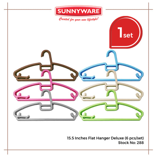 Sunnyware 288-A (6 pcs) 15.5 Inches Flat Hanger Deluxe