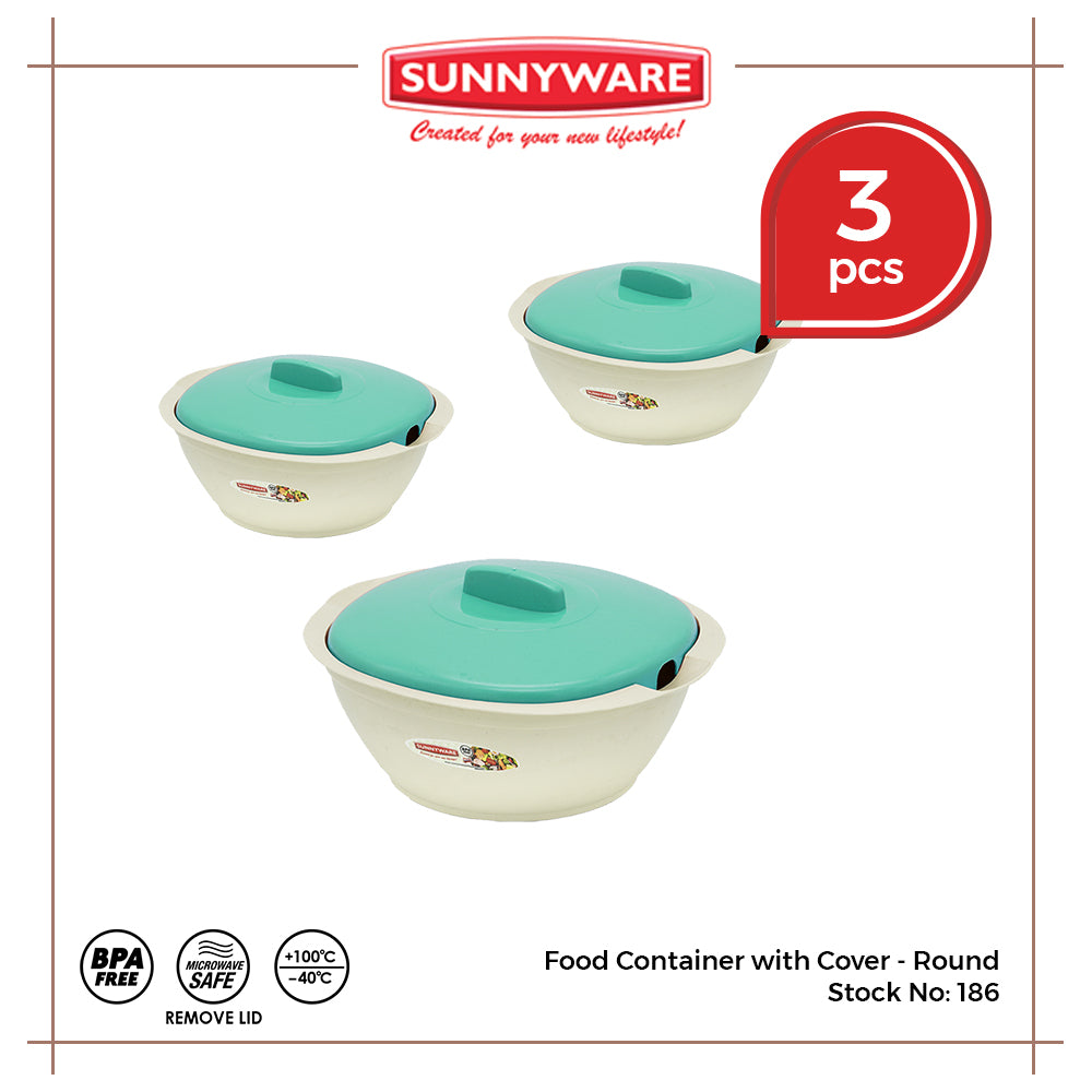 3pcs Food Container with Cover - Round [Sunnyware 186] | Plasticware | Kitchenware | Food Storage