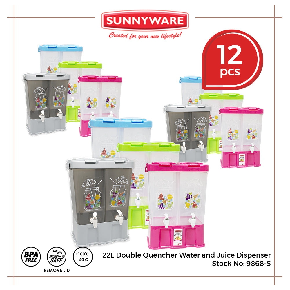 12pcs 22L Double Quencher Water and Juice Dispenser [Sunnyware 9868-S] | Plasticware | Water Storage