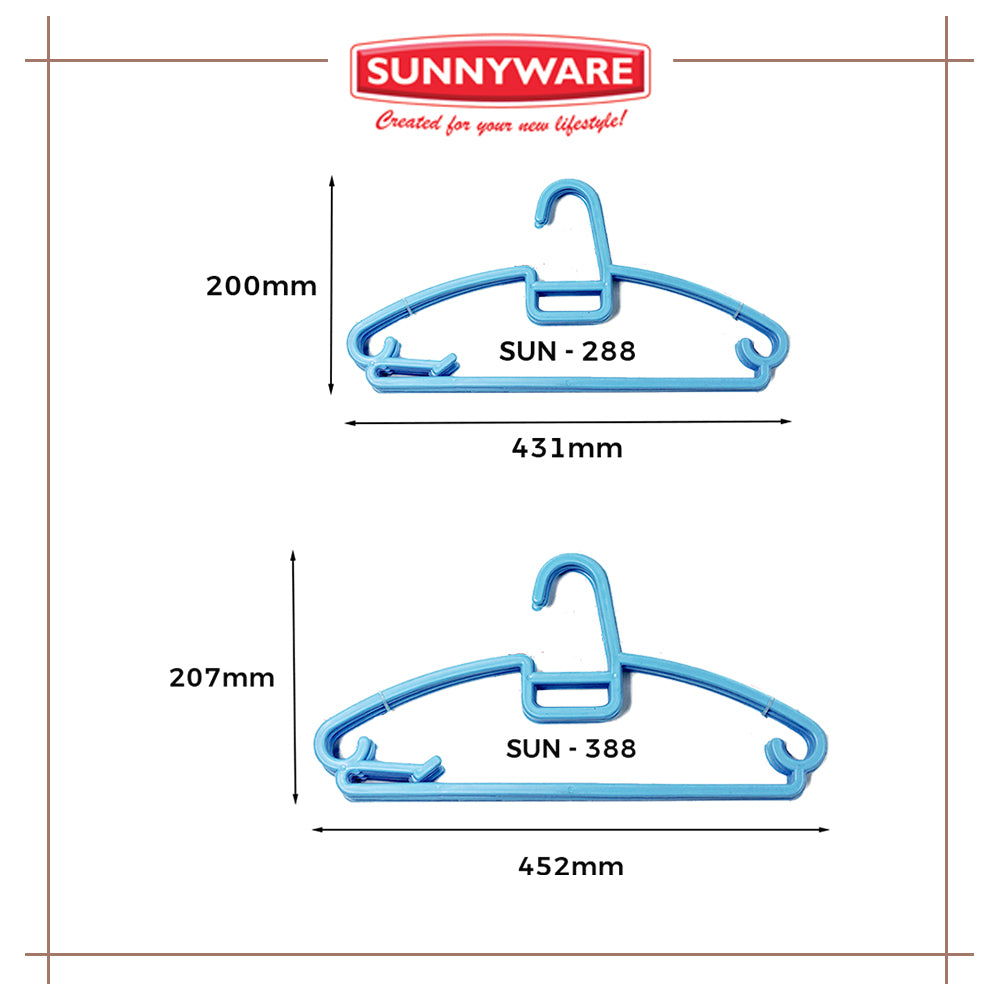 Sunnyware 388 (6 pcs) 18 Inches Flat Hanger Deluxe