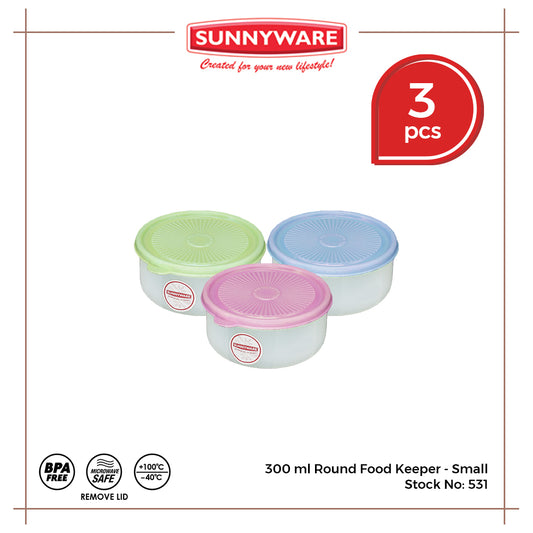 3pcs 300 ml Round Food Keeper - Small [Sunnyware 531] | Plasticware | Kitchenware | Food Storage