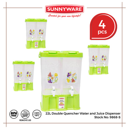 4pcs 22L Double Quencher Water and Juice Dispenser [Sunnyware 9868-S] | Plasticware | Water Storage