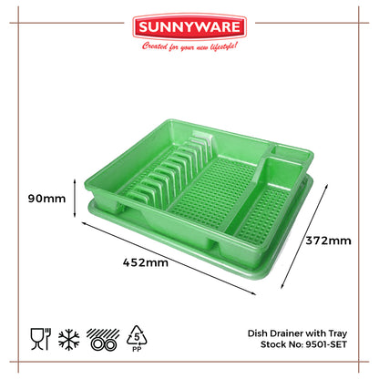 3pcs Dish Drainer with Tray [Sunnyware 9501-SET] | Plasticware | Kitchenware | Dish Organizer| Plate