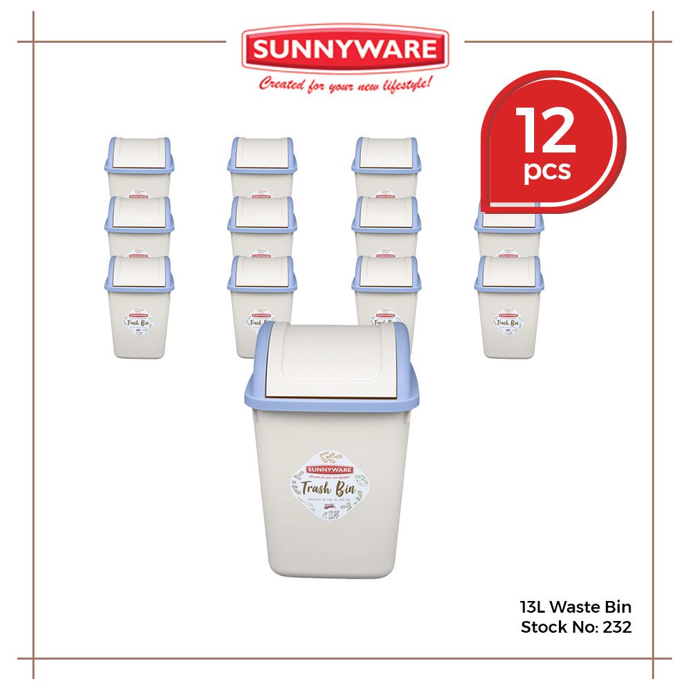 12pcs 13L Waste/Trash Bin [Sunnyware 232] | Plasticware | Householdware | Waste Bin | Garbage Bin