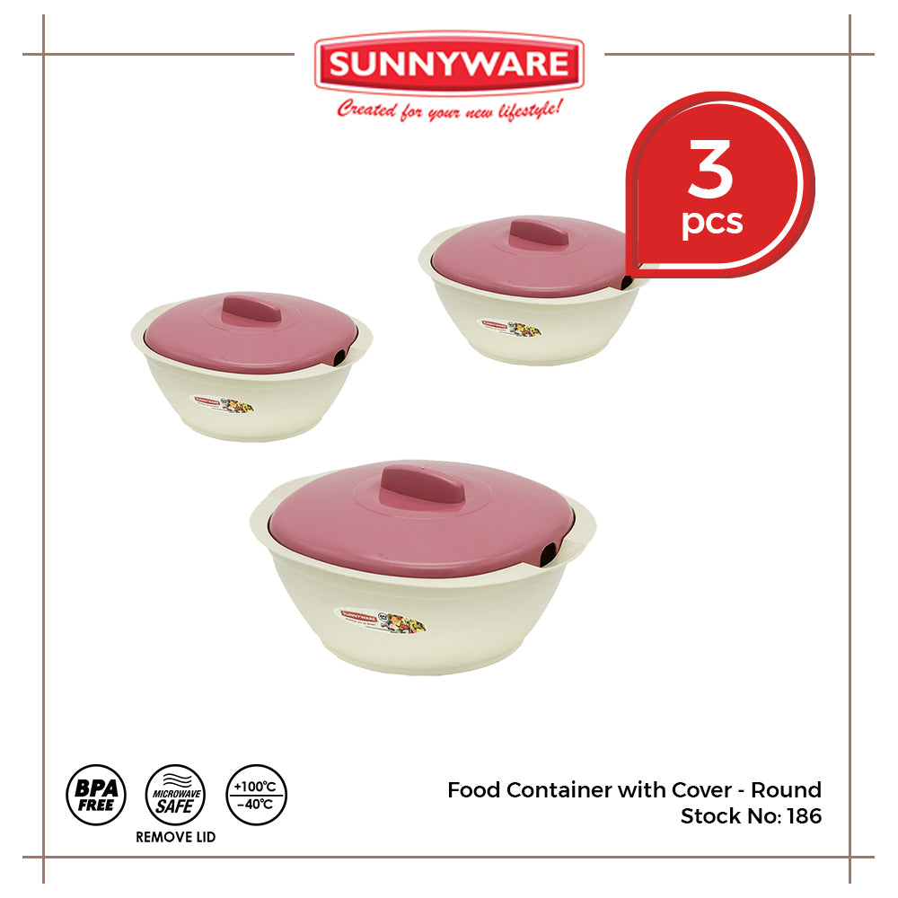 3pcs Food Container with Cover - Round [Sunnyware 186] | Plasticware | Kitchenware | Food Storage