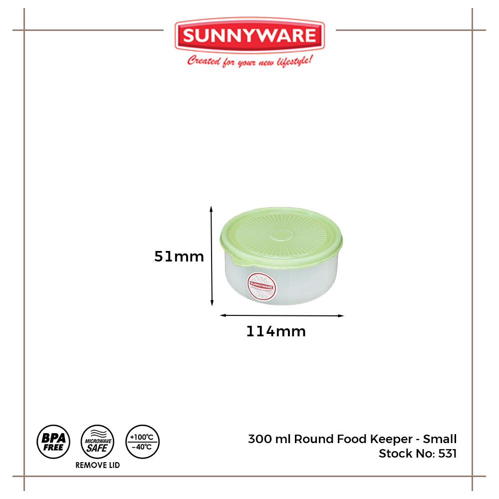 12pcs 300 ml Round Food Keeper - Small [Sunnyware 531] | Plasticware | Kitchenware | Food Storage