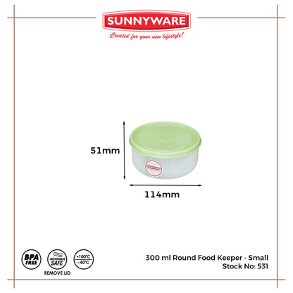 12pcs 300 ml Round Food Keeper - Small [Sunnyware 531] | Plasticware | Kitchenware | Food Storage