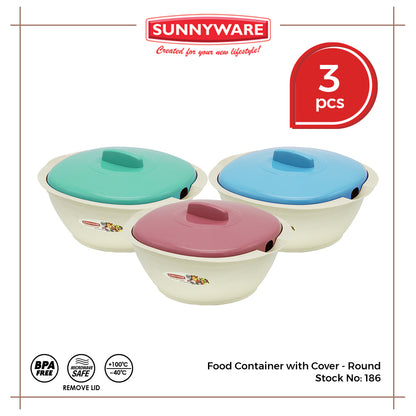 3pcs Food Container with Cover - Round [Sunnyware 186] | Plasticware | Kitchenware | Food Storage