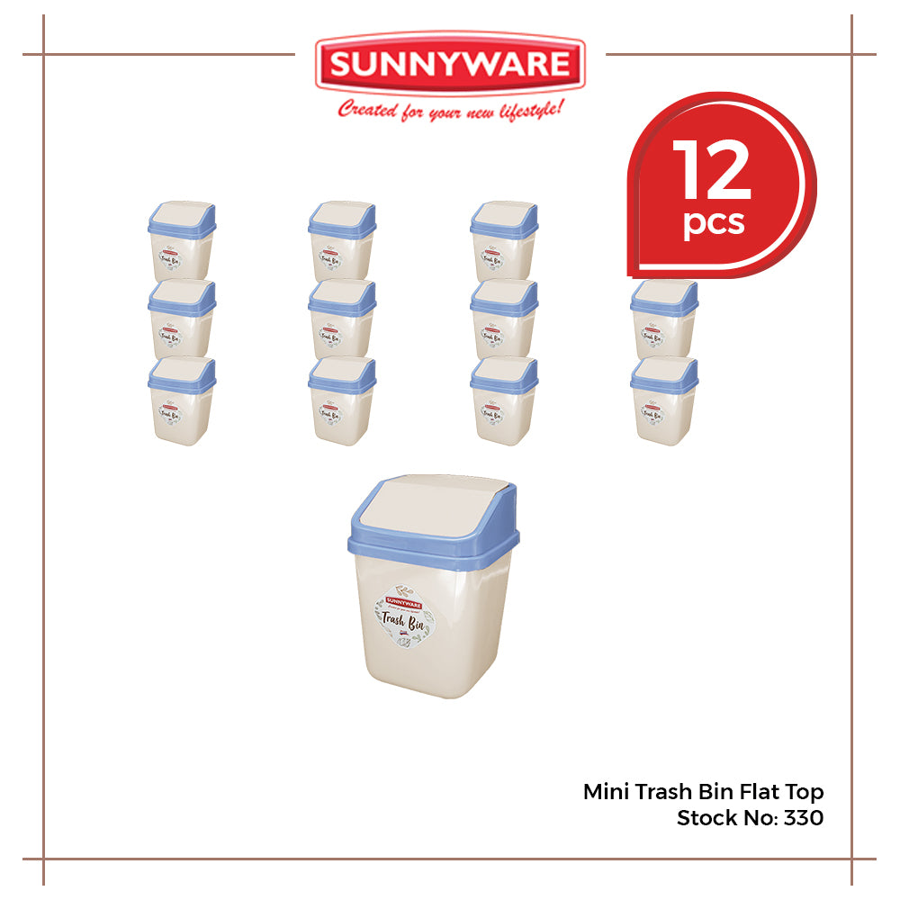 12pcs Mini Trash Bin Flat Top [Sunnyware 330] | Plasticware | Household | Garbage Bin | Small Bin