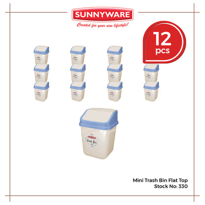 12pcs Mini Trash Bin Flat Top [Sunnyware 330] | Plasticware | Household | Garbage Bin | Small Bin