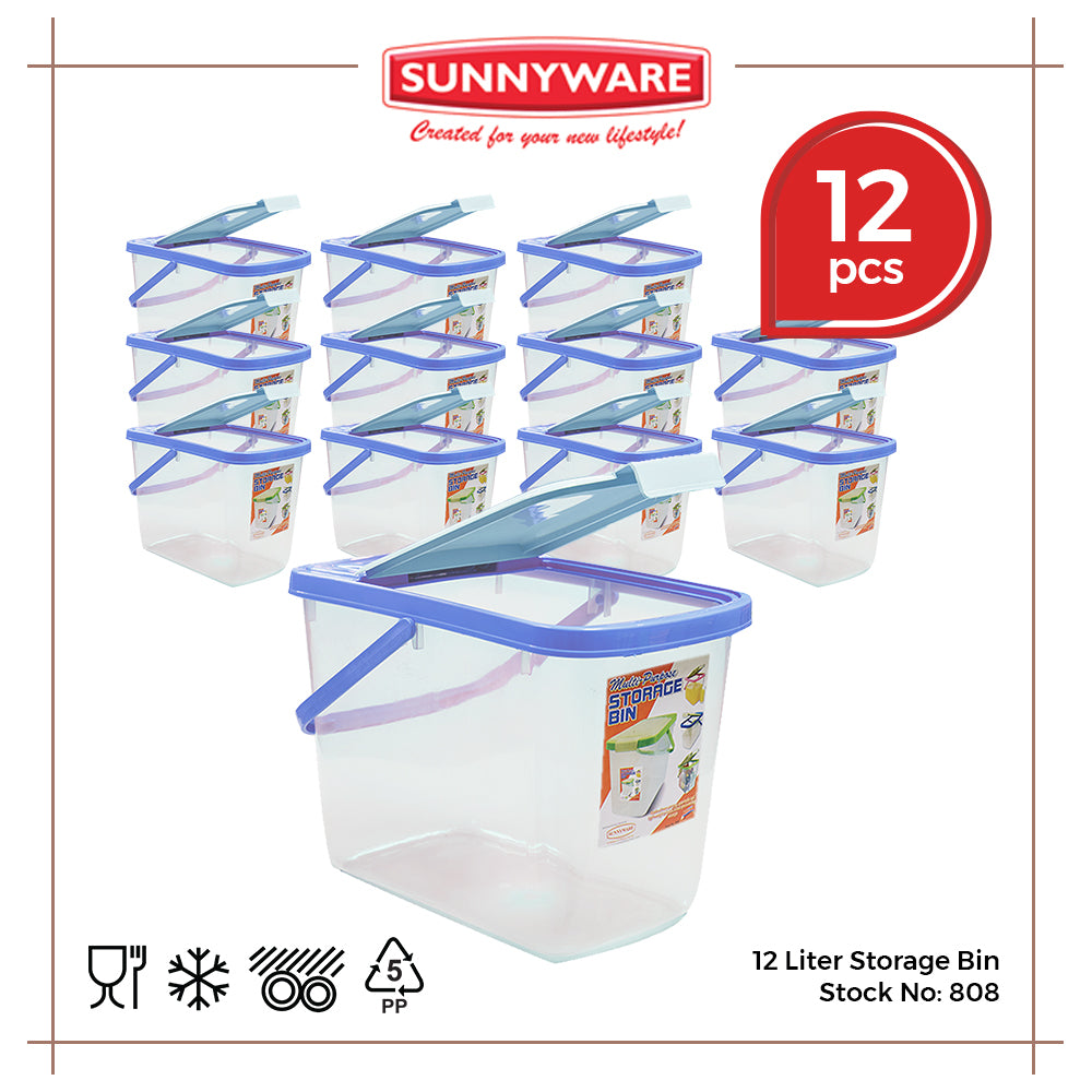 12pcs 12 Liter Storage Bin [Sunnyware 808] | Plasticware | Food Storage | Bin or Box | with Lid