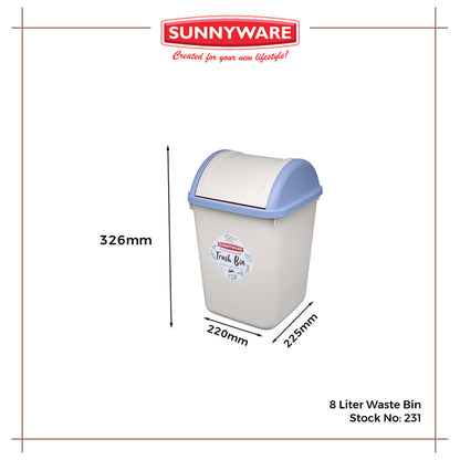 12pcs 8L Waste/Trash Bin [Sunnyware 231] | Plasticware | Householdware | Waste Bin | Garbage Bin