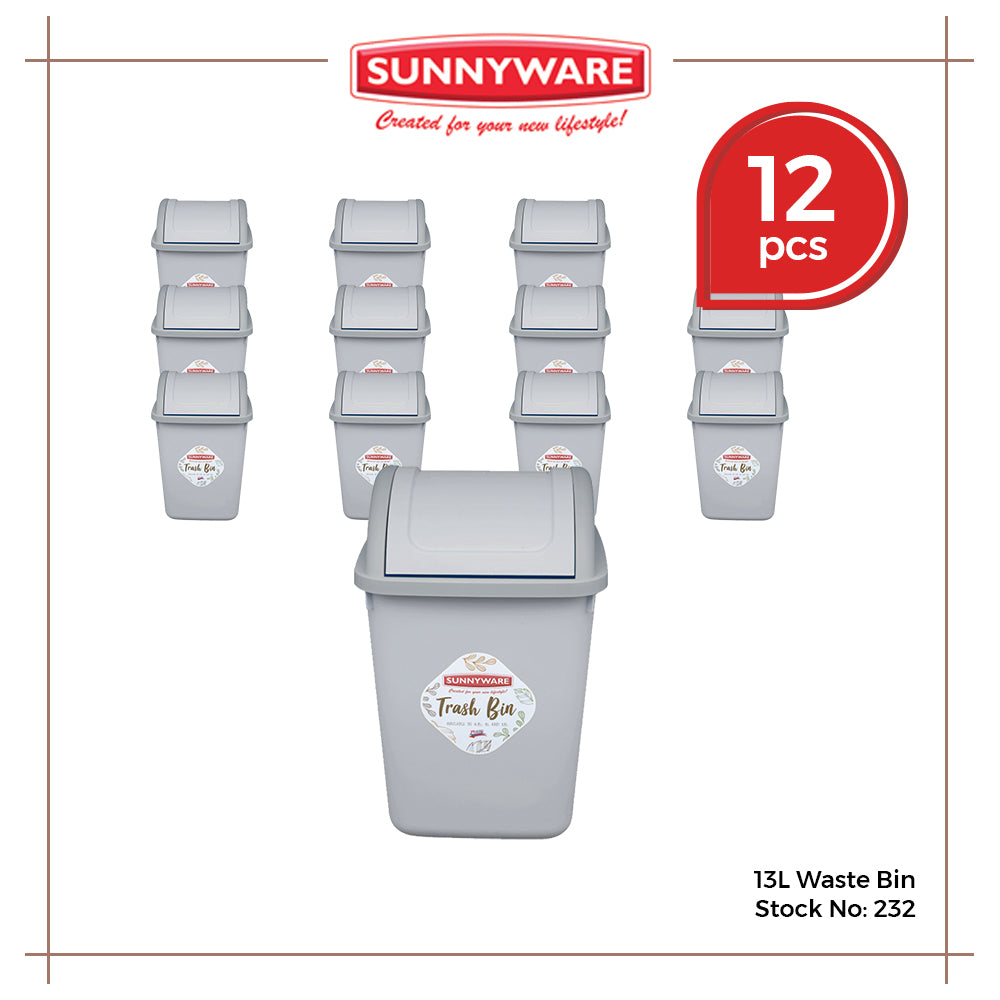 12pcs 13L Waste/Trash Bin [Sunnyware 232] | Plasticware | Householdware | Waste Bin | Garbage Bin