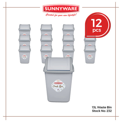 12pcs 13L Waste/Trash Bin [Sunnyware 232] | Plasticware | Householdware | Waste Bin | Garbage Bin