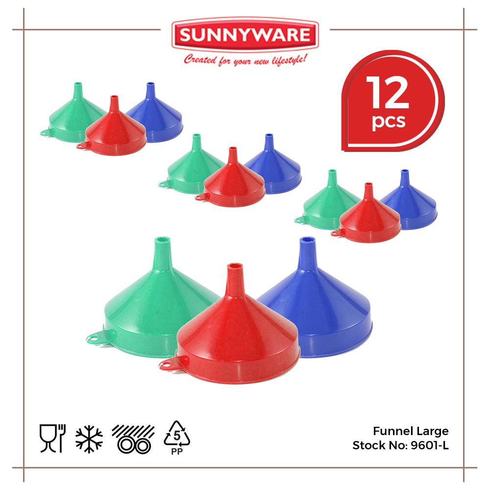 12pcs Funnel Large [Sunnyware 9601-L] | Plasticware | Kitchenware | Kitchen Utensil | Embudo