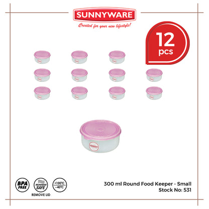 12pcs 300 ml Round Food Keeper - Small [Sunnyware 531] | Plasticware | Kitchenware | Food Storage