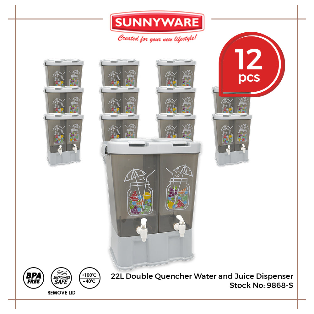 12pcs 22L Double Quencher Water and Juice Dispenser [Sunnyware 9868-S] | Plasticware | Water Storage