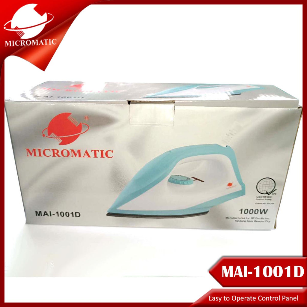 Micromatic MAI-1001D Non-Stick Coating Sole Plate Flat Iron.