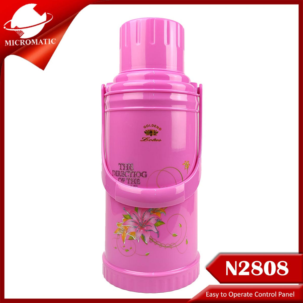 Micromatic Lotus N2808 3.2Liters Capacity Vacuum Flask Thermos Pink/Green I RANDOM COLOR