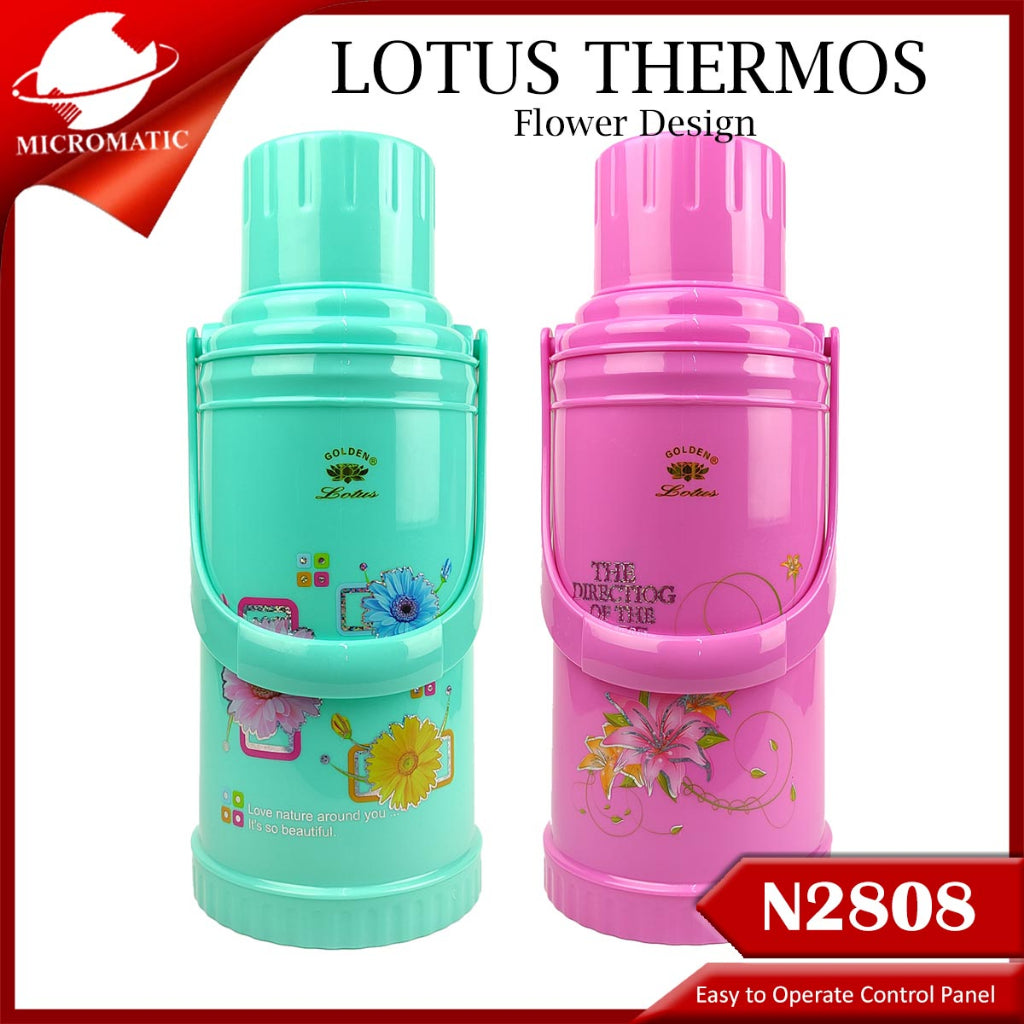 Micromatic Lotus N2808 3.2Liters Capacity Vacuum Flask Thermos Pink/Green I RANDOM COLOR