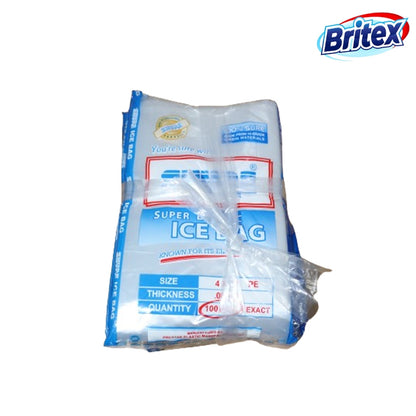 Britex Shure Plastic Ice Bag 4x12 Super Elastic Ice bag 100 pcs