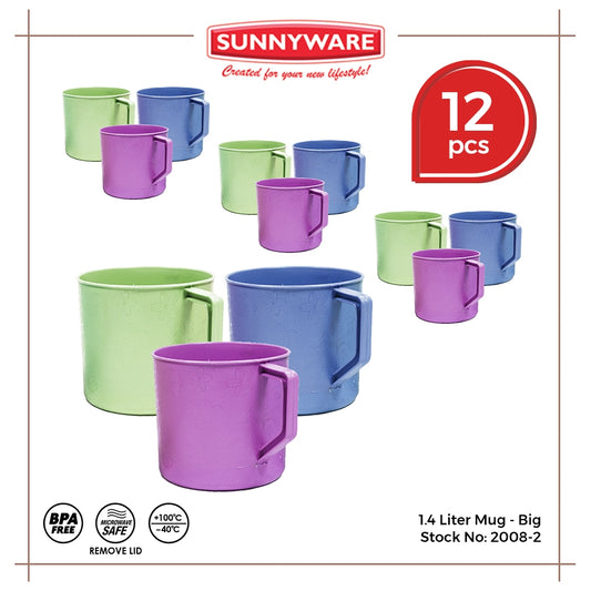 12pcs 1.4 Liter Mug - Big [Sunnyware 2008-2] | Plasticware | Kitchenware | Dinnerware | Drinkware |