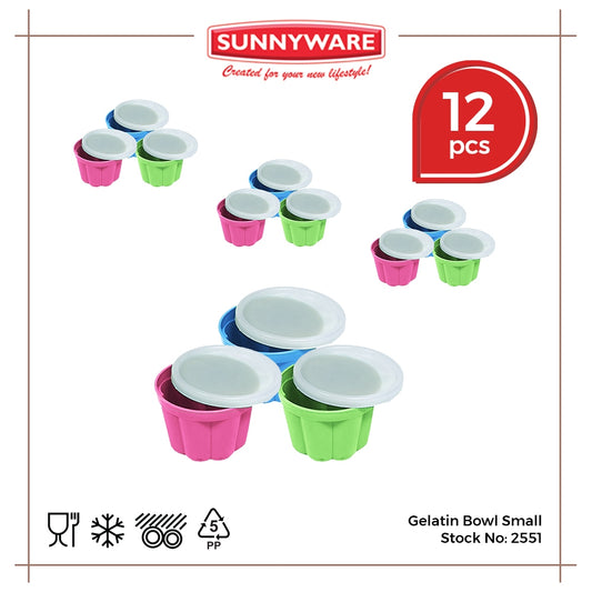 12-pc set Sunnyware 2551 Gelatin Bowl Molder Mold - Small for gulaman jelly