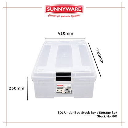 1pc 50L Under Bed Stock Box / Storage Box [Sunnyware 861] | Plasticware |Storage Box | Stackable Box