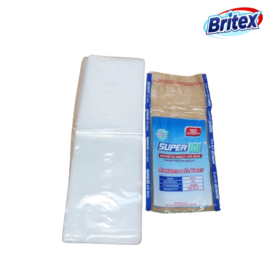 Britex Super Plastic Ice Bag 4x12 Super Elastic Ice bag 100 pcs