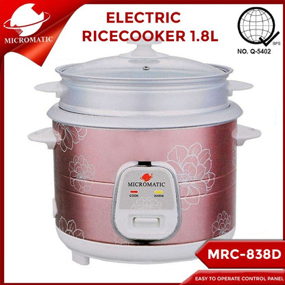 Micromatic MRC-838D Rice Cooker 1.8L Good for 10-12 Persons_Copper