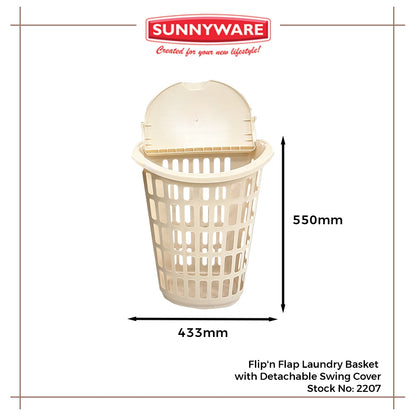 3pcs Flip'n Flap Laundry Basket with Detachable Swing Cover [Sunnyware 2207] | Plasticware | Laundry