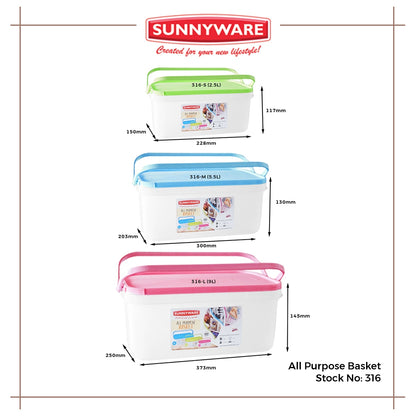 12pcs 2.5L (0.6 gal) Small All Purpose Basket [Sunnyware 316-S] | Plasticware | Kitchenware | Basket