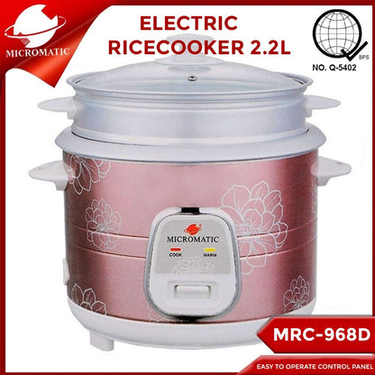 Micromatic MRC-968D Rice Cooker 2.2L Good for10-12 Persons_White