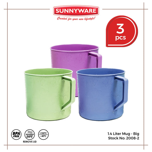 3pcs 1.4 Liter Mug - Big [Sunnyware 2008-2] | Plasticware | Kitchenware | Dinnerware | Drinkware | M