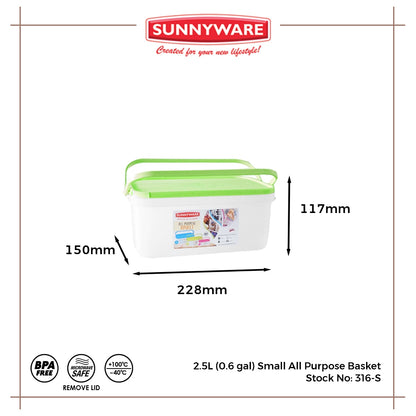 3pcs 2.5L (0.6 gal) Small All Purpose Basket [Sunnyware 316-S] | Plasticware | Kitchenware | Basket